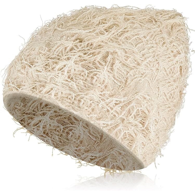 CORIRESHA Unisex Distressed Beanie Fuzzy Knitted Hat Winter Warm